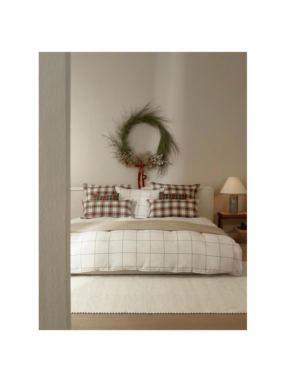 Karierter Flanell-Bettdeckenbezug Noelle aus Baumwolle, Webart: Flanell Fadendichte 155 T, Off-White, Grau, B 200 x L 200 cm