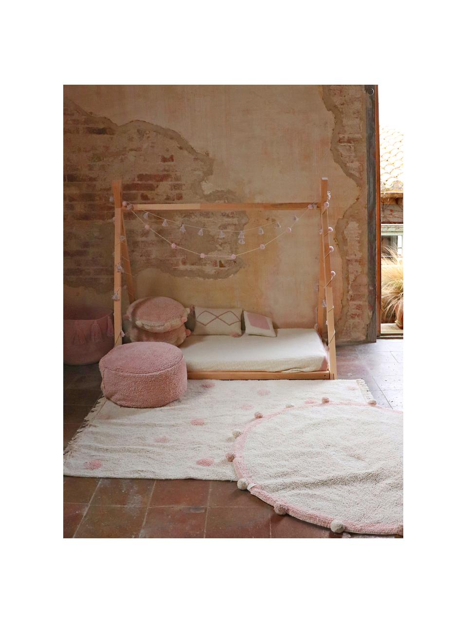 Tappeto per bambini taftato a mano Hippy Dots, Retro: 100% cotone, Beige chiaro, rosa cipria, Larg. 120 x Lung. 160 cm (taglia S)