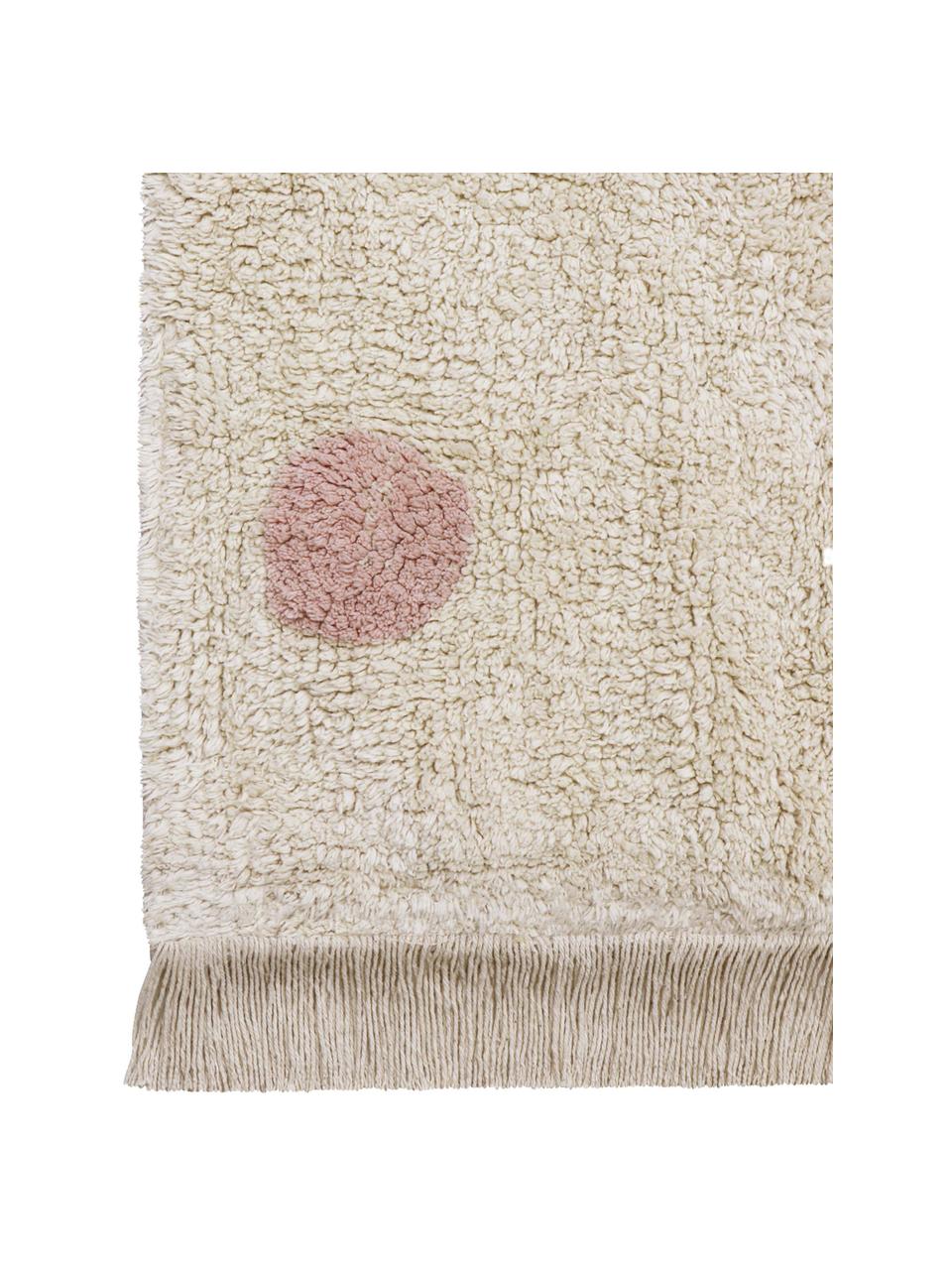 Tappeto per bambini taftato a mano Hippy Dots, Retro: 100% cotone, Beige chiaro, rosa cipria, Larg. 120 x Lung. 160 cm (taglia S)