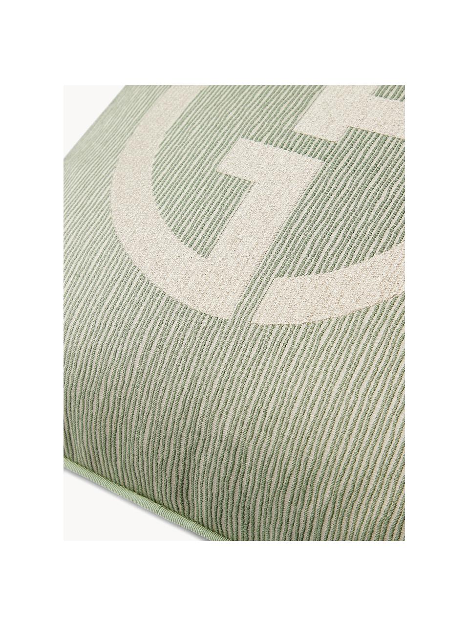 Coussin décoratif avec logo Giorgio Armani Janette, Vert olive, beige clair, larg. 40 x long. 40 cm