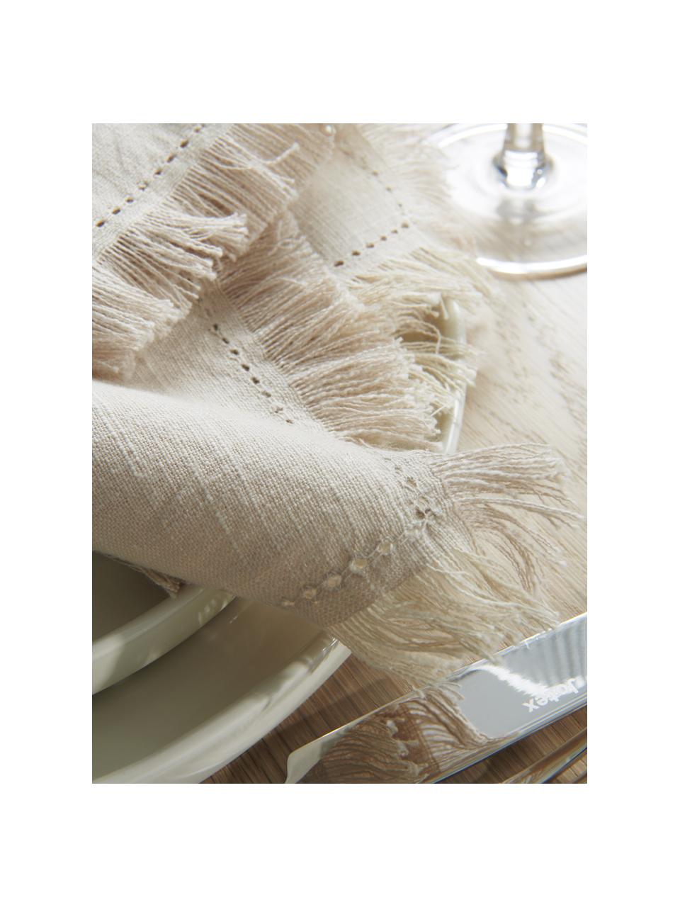 Látkové obrúsky so strapcami Henley, 2 ks, 100 % bavlna, Béžová, Š 45 x D 45 cm