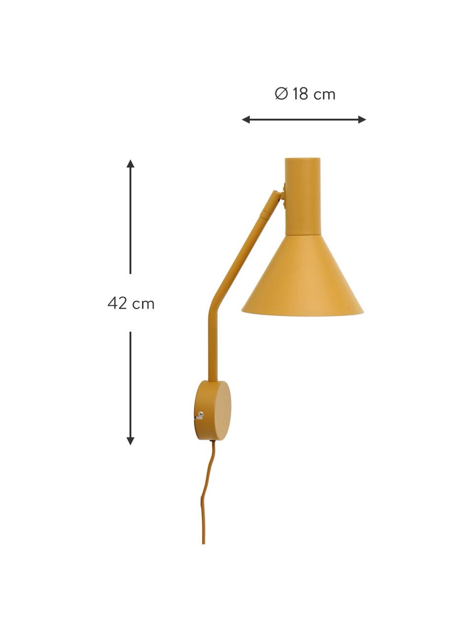 Verstellbare Design Wandleuchte Lyss, Ockergelb, T 18 x H 42 cm