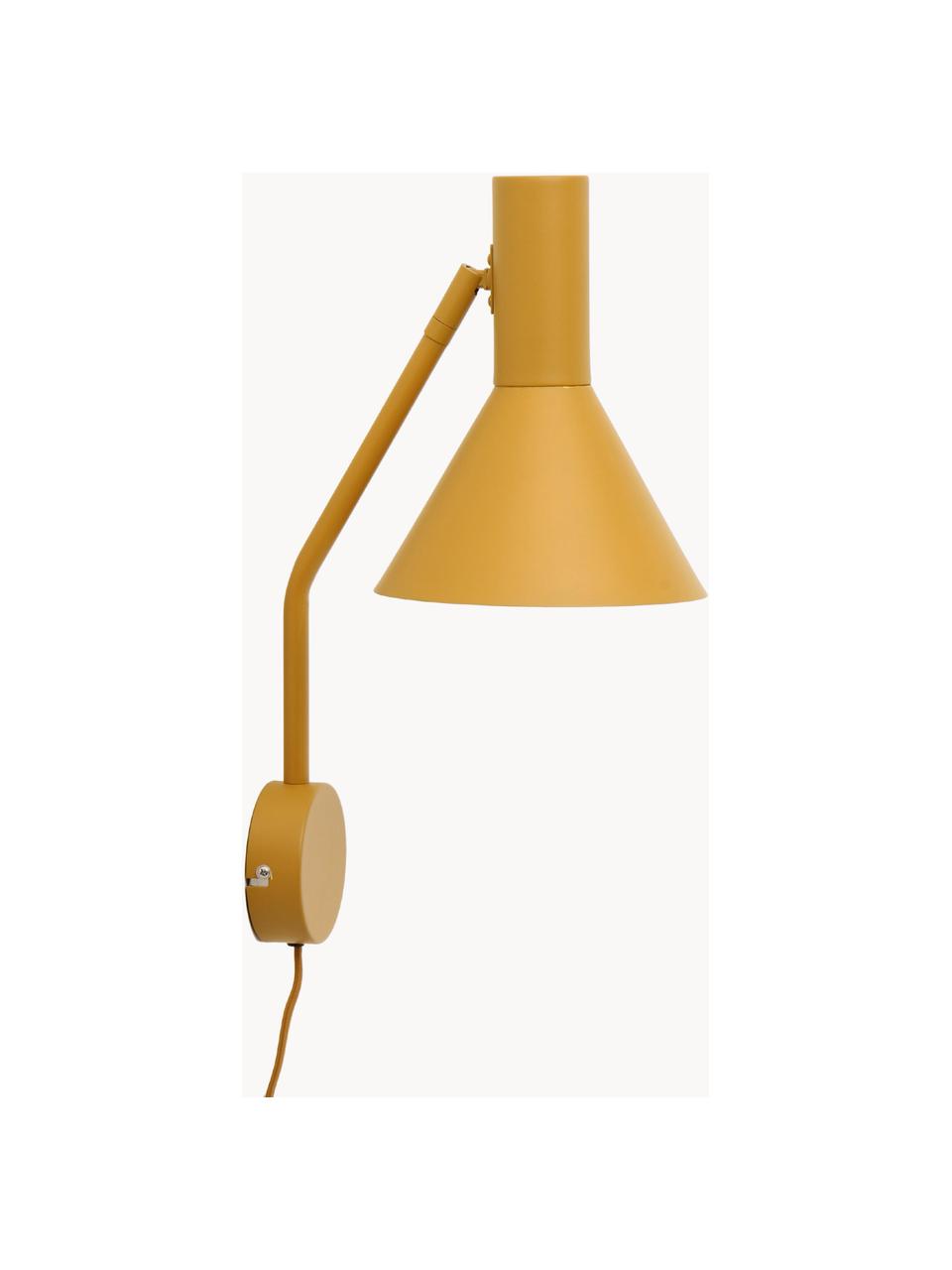 Verstelbare design wandlamp Lyss, Lamp: metaal, gecoat, Mosterdgeel, D 18 x H 42 cm