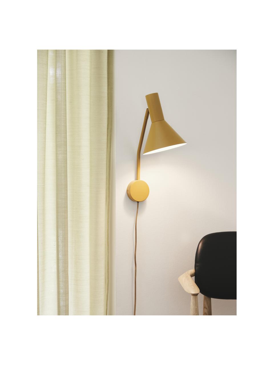 Verstelbare design wandlamp Lyss, Lamp: metaal, gecoat, Mosterdgeel, D 18 x H 42 cm