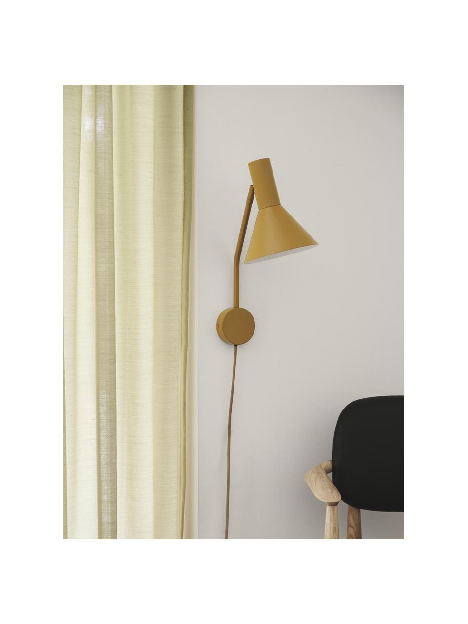 Verstelbare design wandlamp Lyss, Lamp: metaal, gecoat, Mosterdgeel, D 18 x H 42 cm