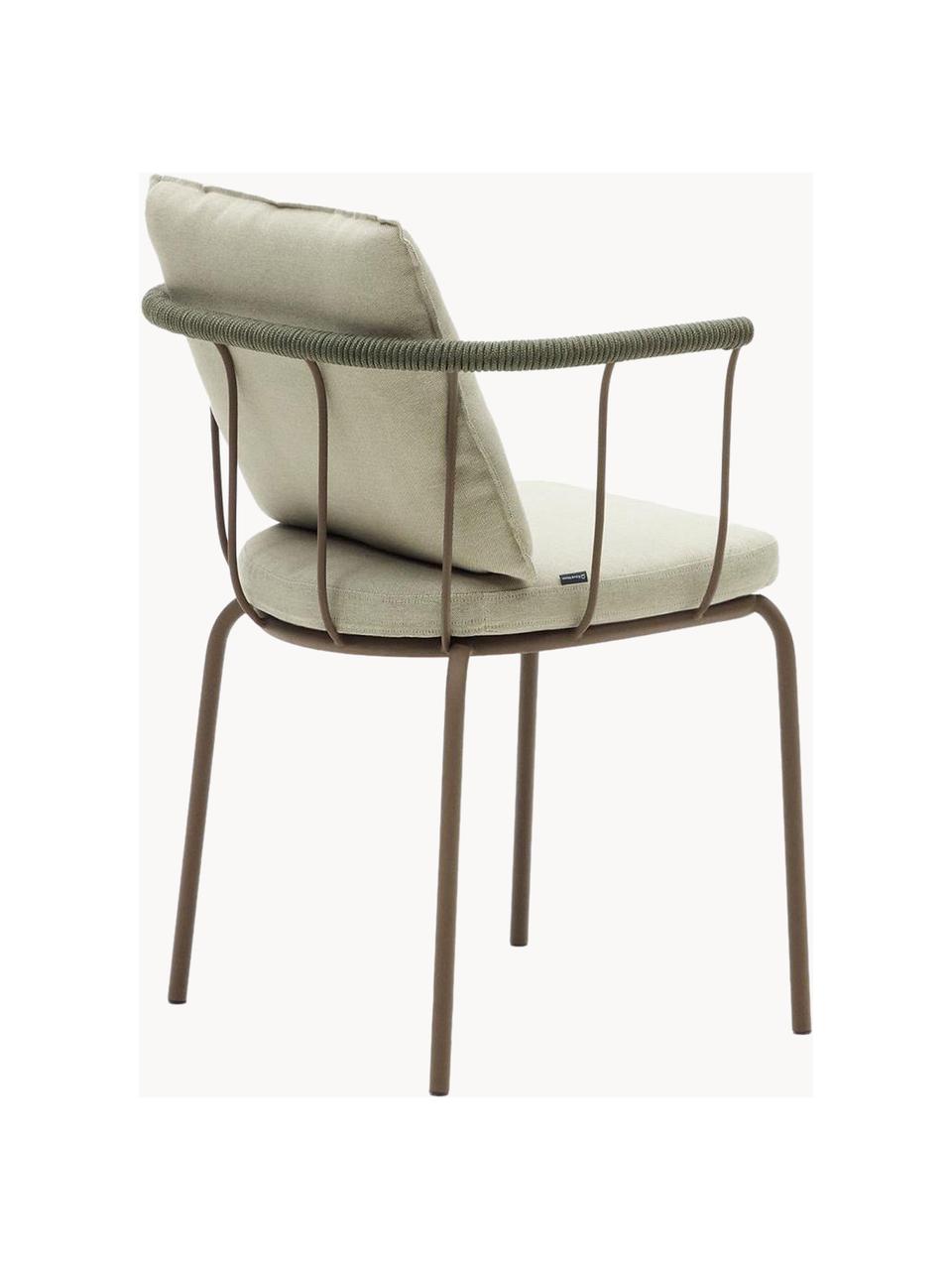 Ogrodowe krzesło z tapicerowanym siedziskiem Jay, Tapicerka: 100% poliester, Stelaż: metal malowany proszkowo, Jasnobeżowa tkanina, greige, S 59 x G 52 cm