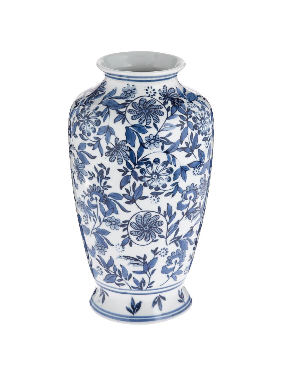 Veľká dekoratívna váza z porcelánu Lin, Porcelán, Modrá, biela, Ø 16 x V 31 cm