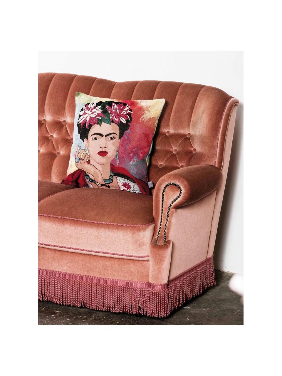 Federa arredo Frida Kahlo, 50% cotone, 45% poliestere, 5% poliacrilonitrile, Multicolore, Larg. 45 x Lung. 45 cm
