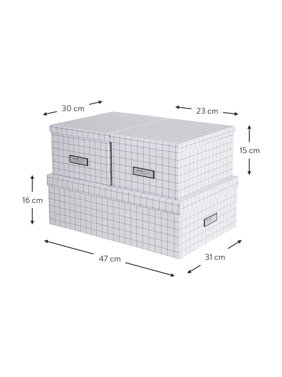 Aufbewahrungsboxen-Set Inge, 3-tlg., Weiß, Schwarz, Set mit verschiedenen Größen