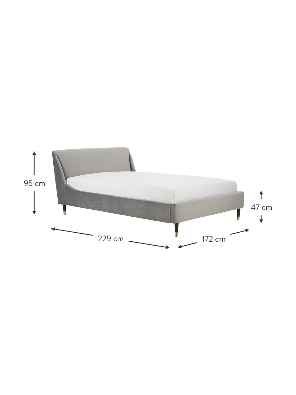 Samt-Polsterbett Nova, Korpus: Massives Kiefernholz, Spe, Bezug: 370 g/m² Polyestersamt De, Samt Grau, B 160 x L 200 cm