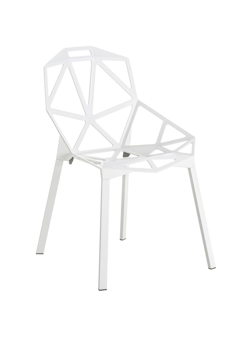 Krzesło z metalu Chair One, Aluminium z odlewu, lakierowane farbą poliestrową, Biały, S 55 x W 82 cm