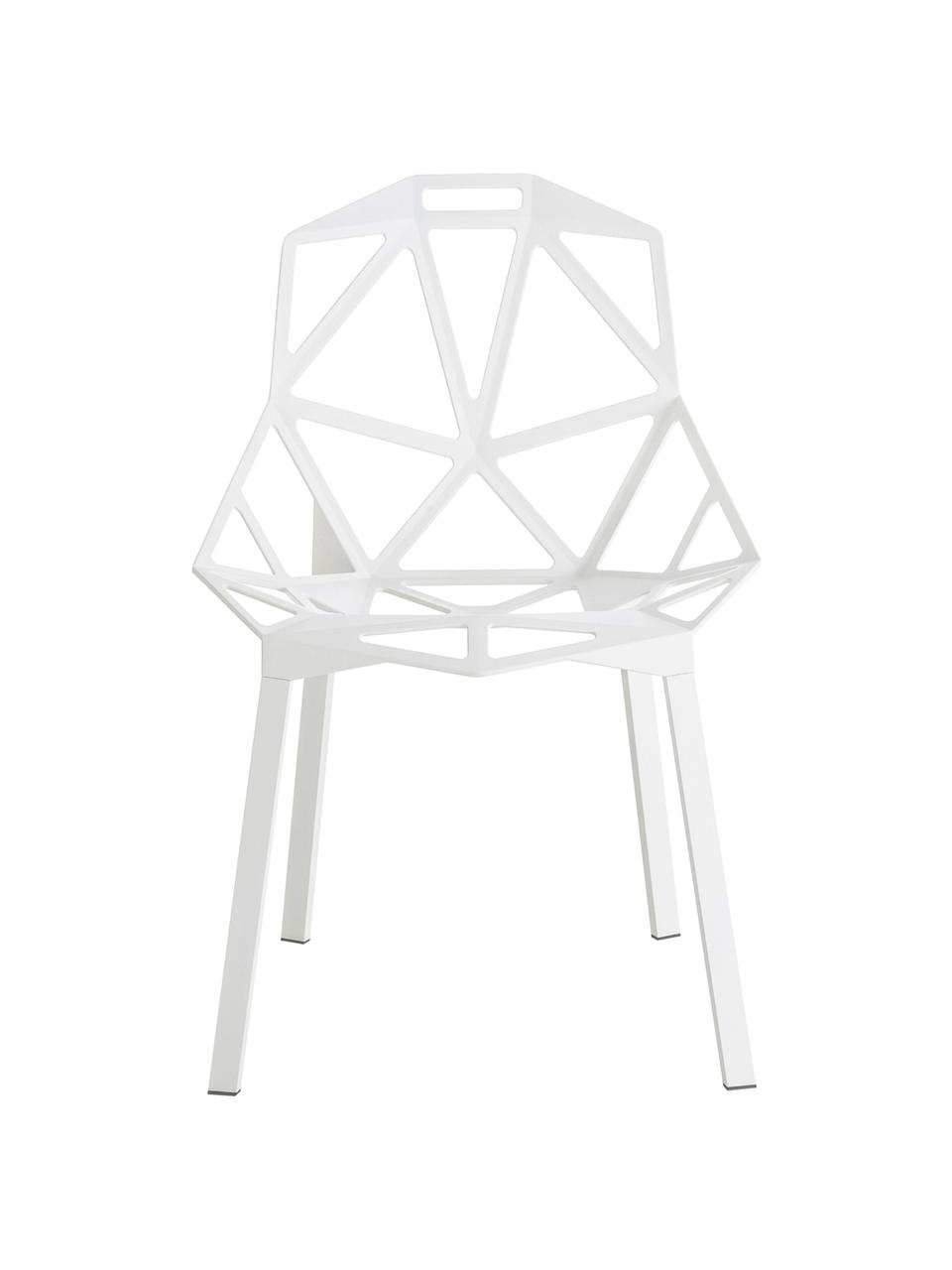 Metalen design stoel Chair One, Polyester gelakt gegoten aluminium, Wit, 55 x 82 cm