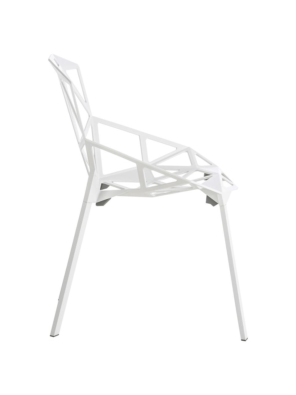 Sedia di design Chair One, Alluminio, pressofuso, poliestere verniciato, Bianco, Larg. 55 x Prof. 59 cm