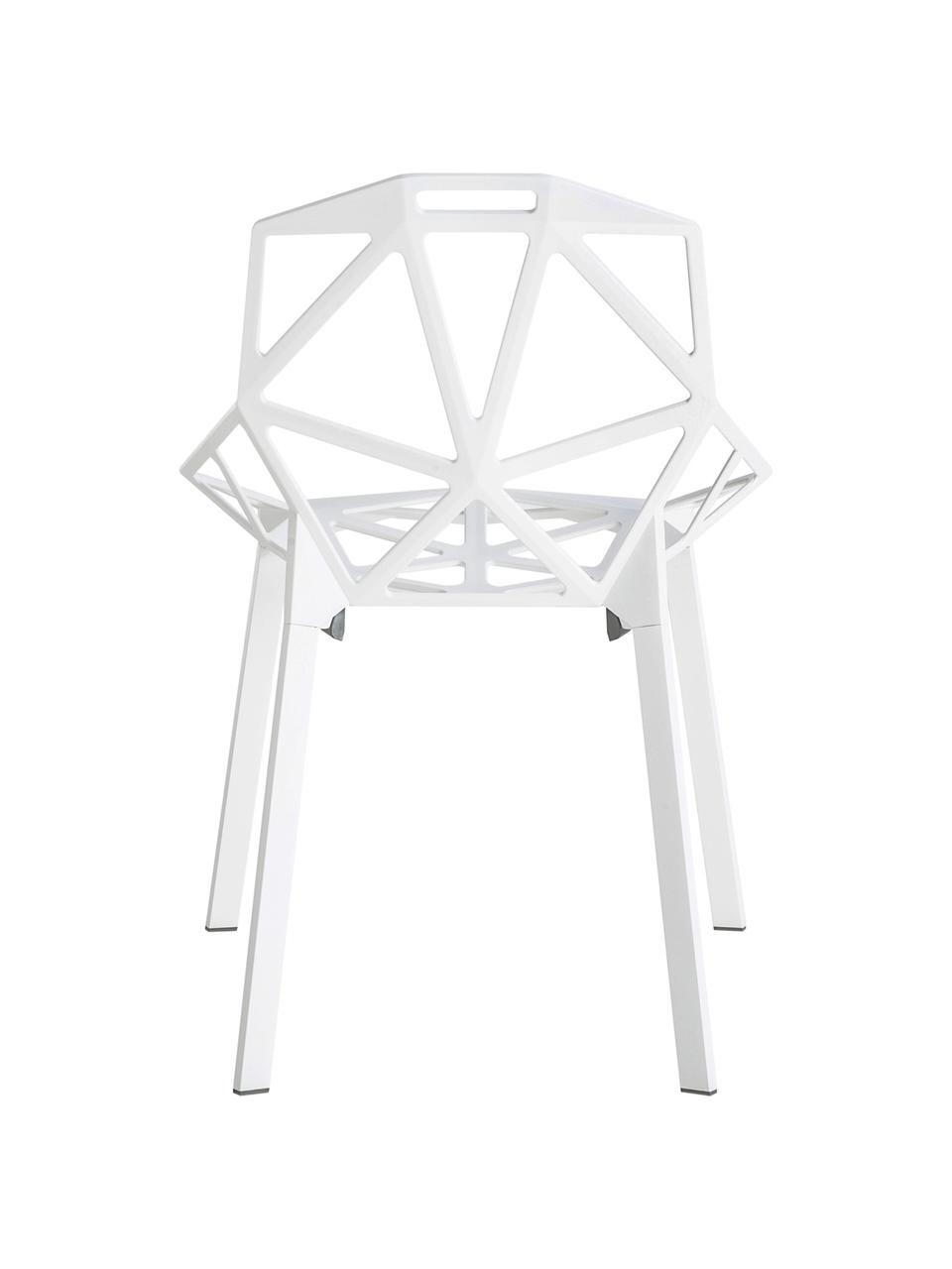 Metalen design stoel Chair One, Polyester gelakt gegoten aluminium, Wit, 55 x 82 cm