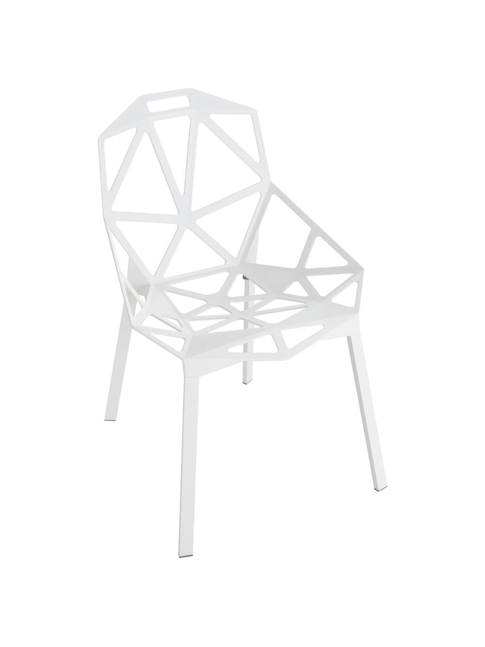 Metalen design stoel Chair One, Polyester gelakt gegoten aluminium, Wit, 55 x 82 cm