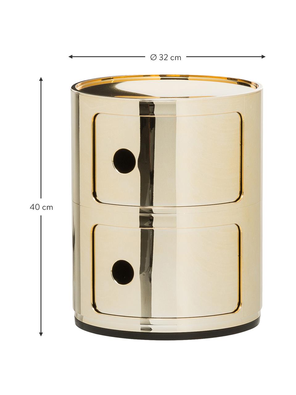 Design Container Componibili 2 Fächer, Kunststoff, metallicbeschichtet, Goldfarben, Ø 32 x H 40 cm