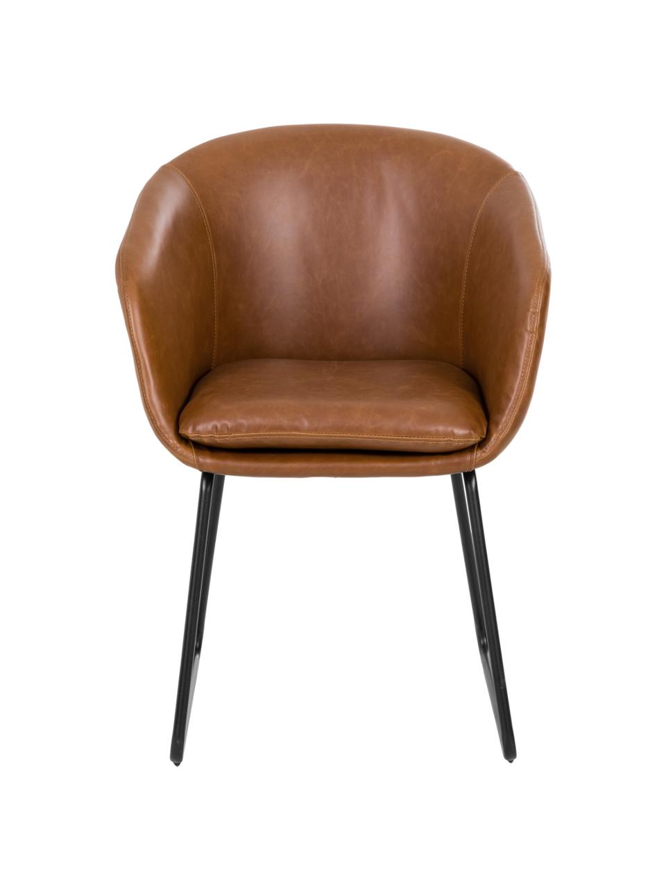 Čalúnená stolička s opierkami z umelej kože Juri, Umelá koža hnedá, Š 58 x H 58 cm