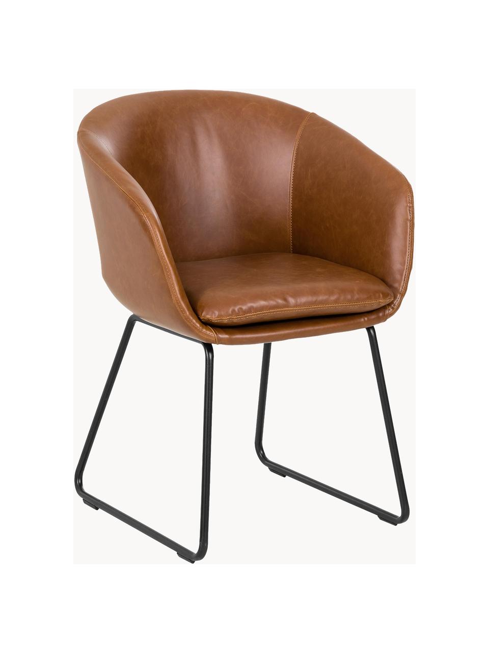 Čalouněná židle ze syntetické kůže Juri, Hnědá, Š 58 cm, H 58 cm