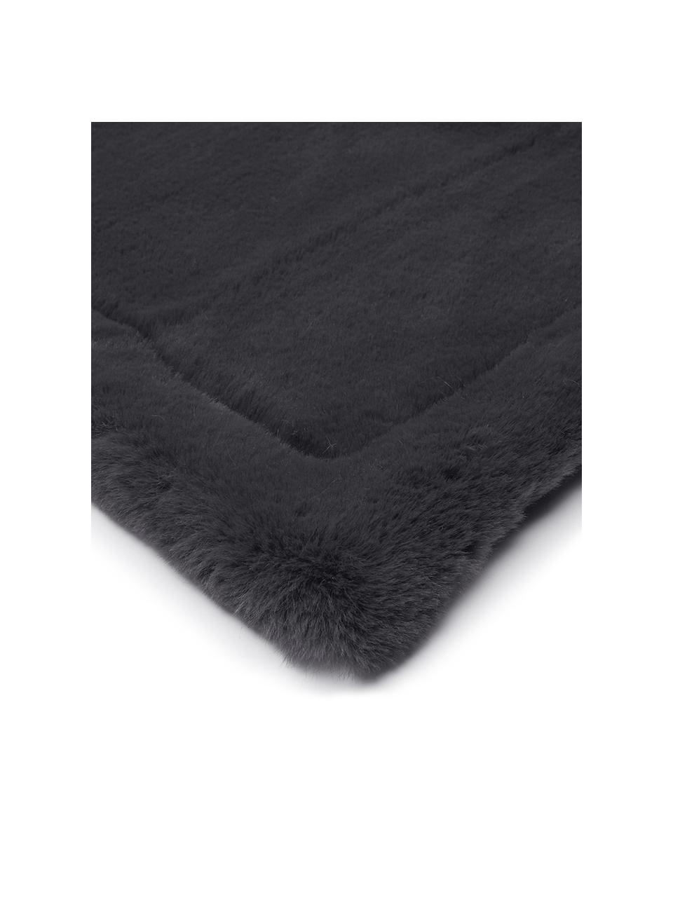 Plaid in ecopelliccia grigio scuro Mette, Retro: 100% poliestere, Grigio scuro, Larg. 150 x Lung. 200 cm