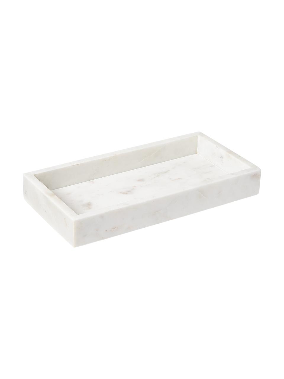 Petit plateau décoratif en marbre Venice, Marbre, Blanc, marbré, larg. 30 x prof. 15 cm
