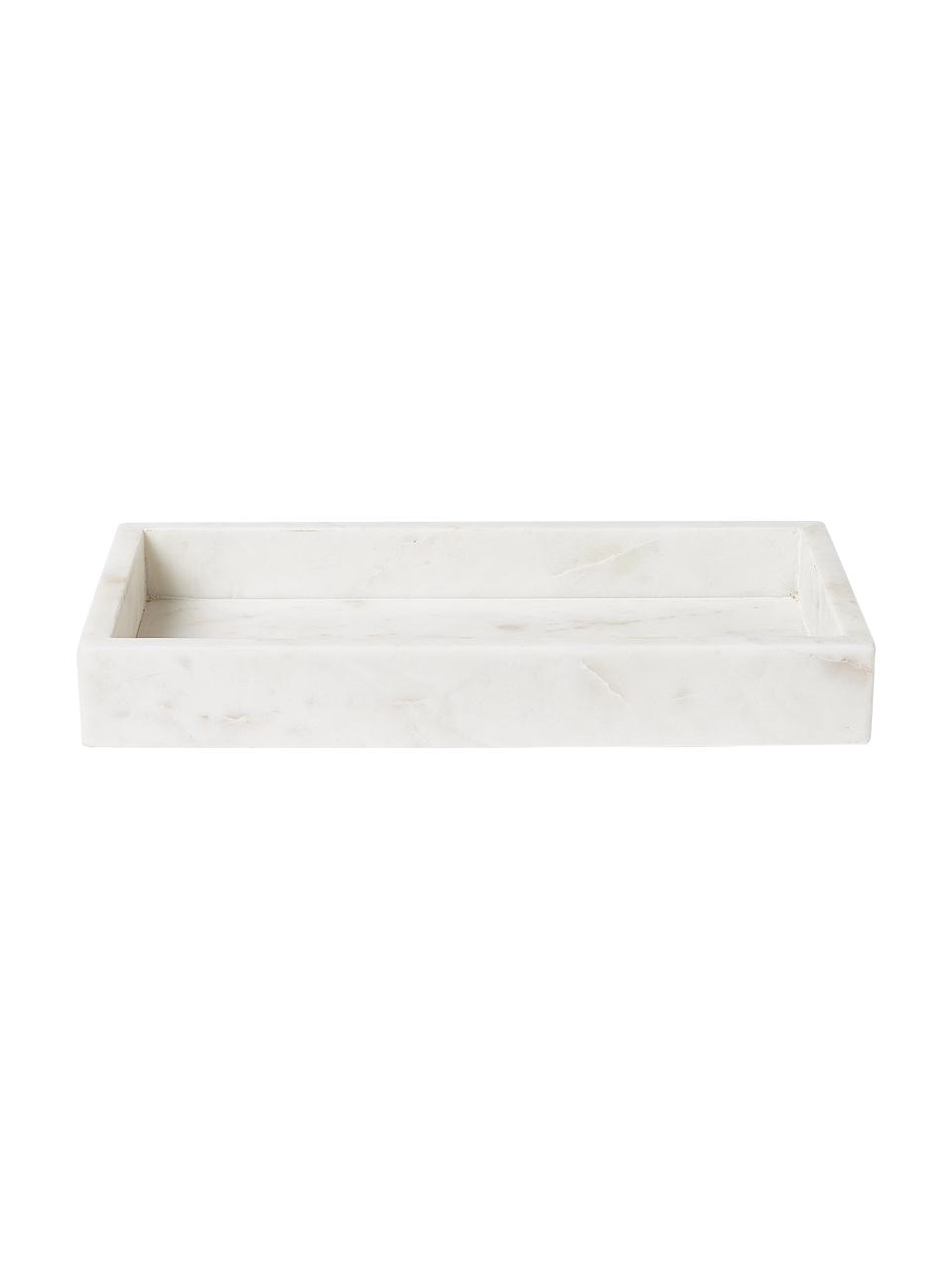 Petit plateau décoratif en marbre Venice, Marbre, Blanc, marbré, larg. 30 x prof. 15 cm