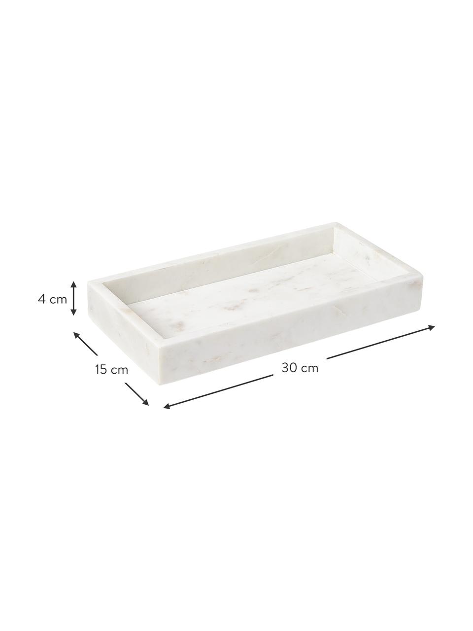 Petit plateau décoratif en marbre Venice, Marbre, Blanc, marbré, larg. 30 x prof. 15 cm