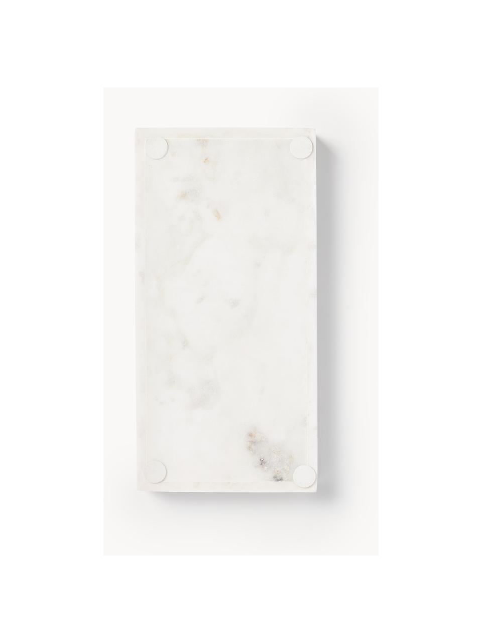 Kleines Deko-Tablett Venice aus Marmor, Marmor, Weiß, marmoriert, B 30 x T 15 cm