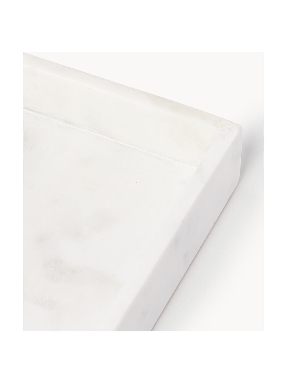 Kleines Deko-Tablett Venice aus Marmor, Marmor, Weiß, marmoriert, B 30 x T 15 cm