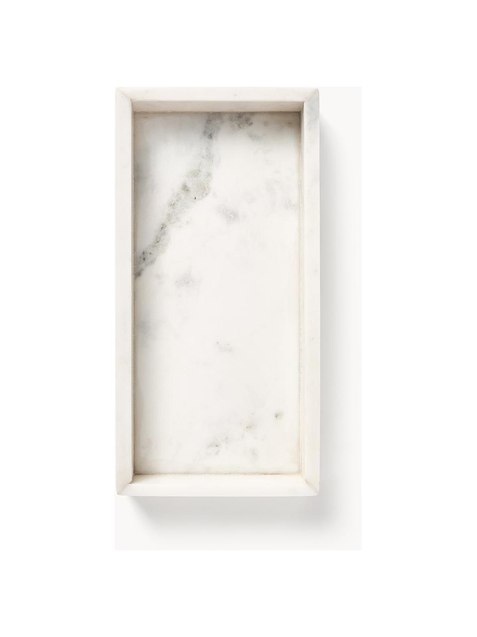 Petit plateau décoratif en marbre Venice, Marbre, Blanc, marbré, larg. 30 x prof. 15 cm