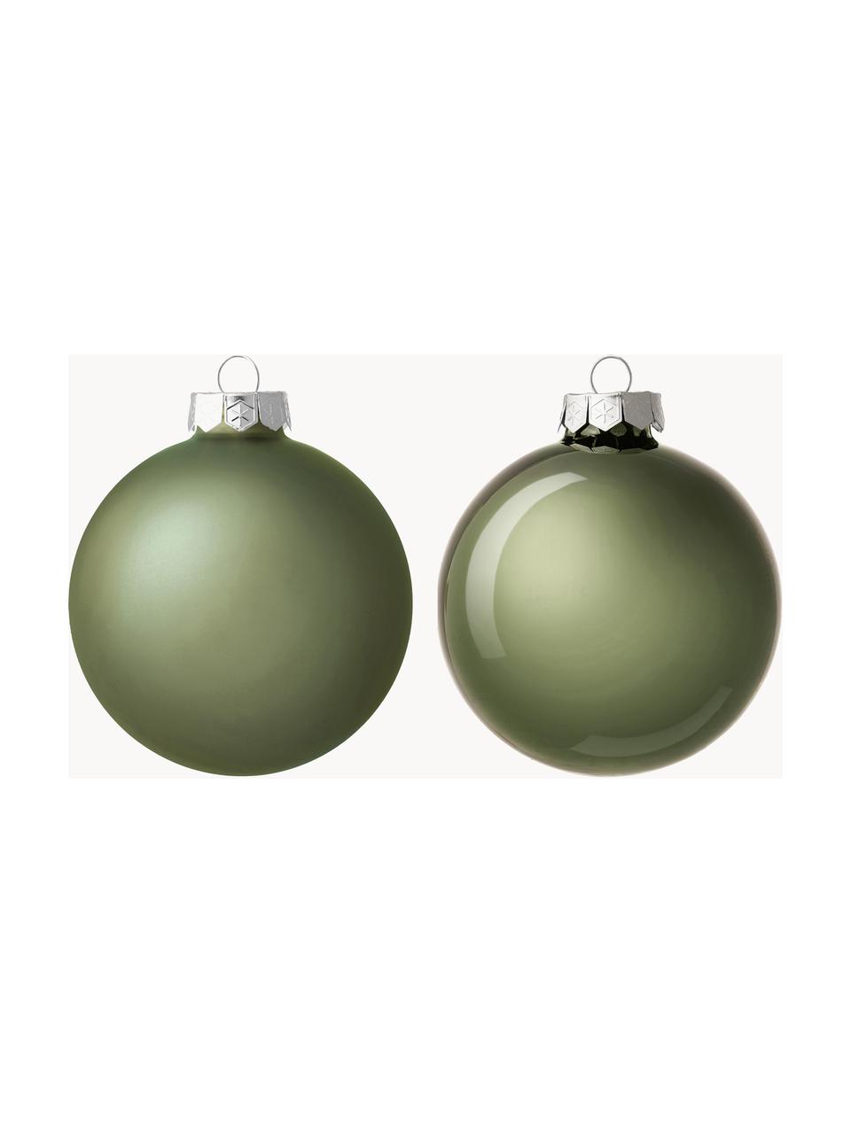 Weihnachtskugeln Evergreen matt/glänzend, verschiedene Größen, Salbeigrün, Ø 8 cm, 6 Stück
