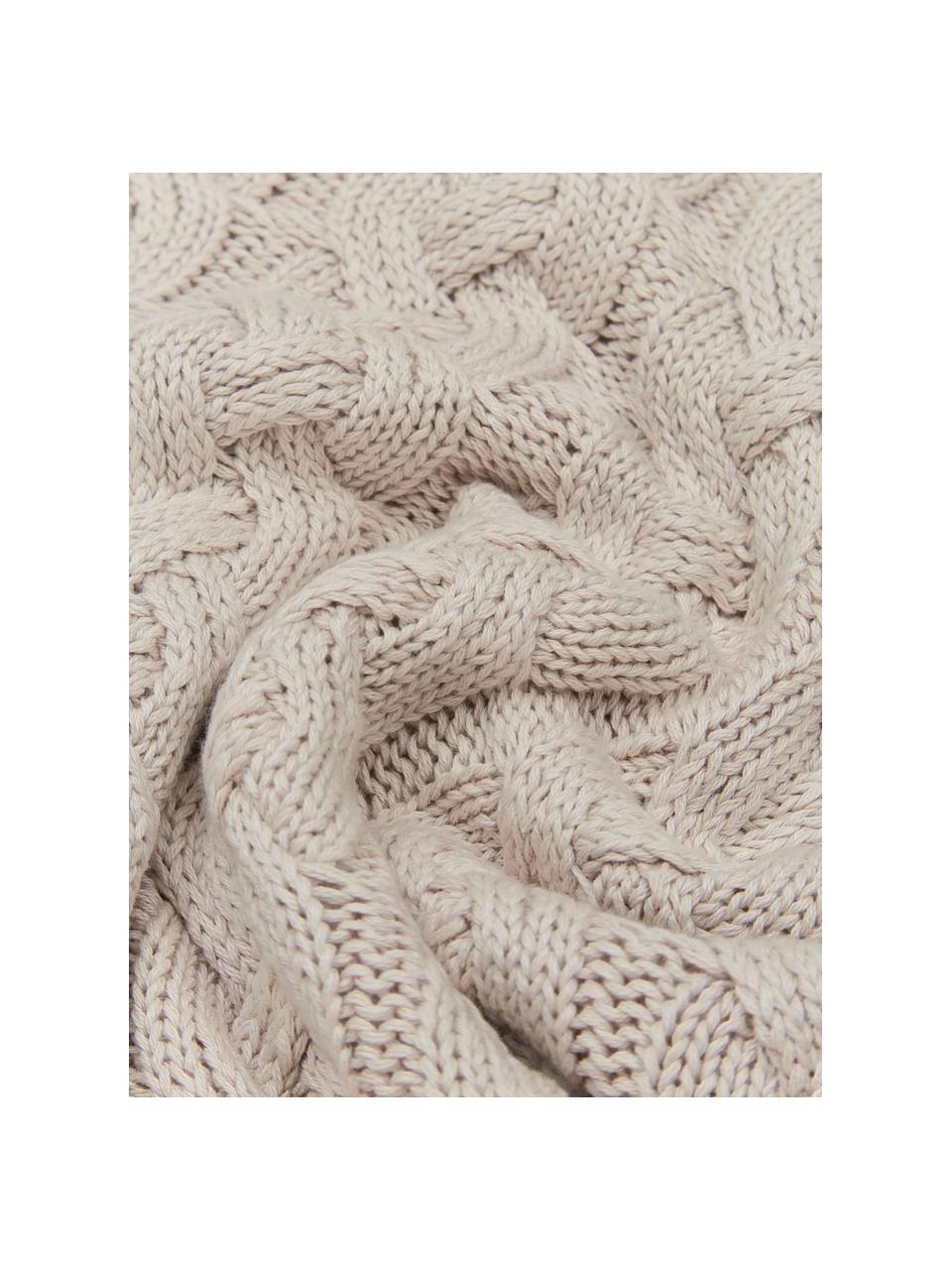 Federa arredo fatta a maglia con motivo a trecce Caleb, 100% cotone pettinato, Beige, Larg. 40 x Lung. 40 cm