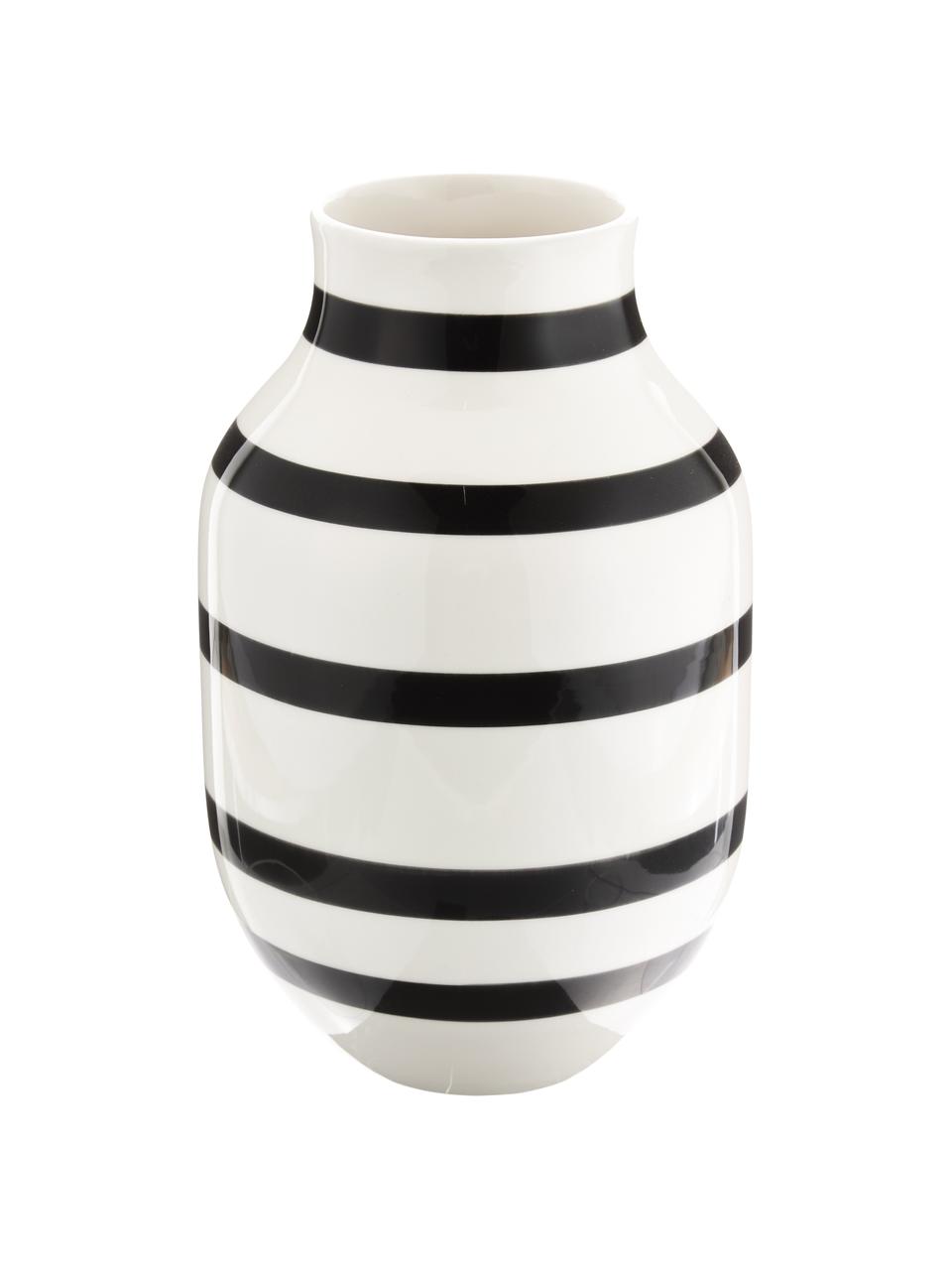 Jarrón grande artesanal de cerámica Omaggio, Cerámica, Blanco, negro, Ø 20 x Al 31 cm