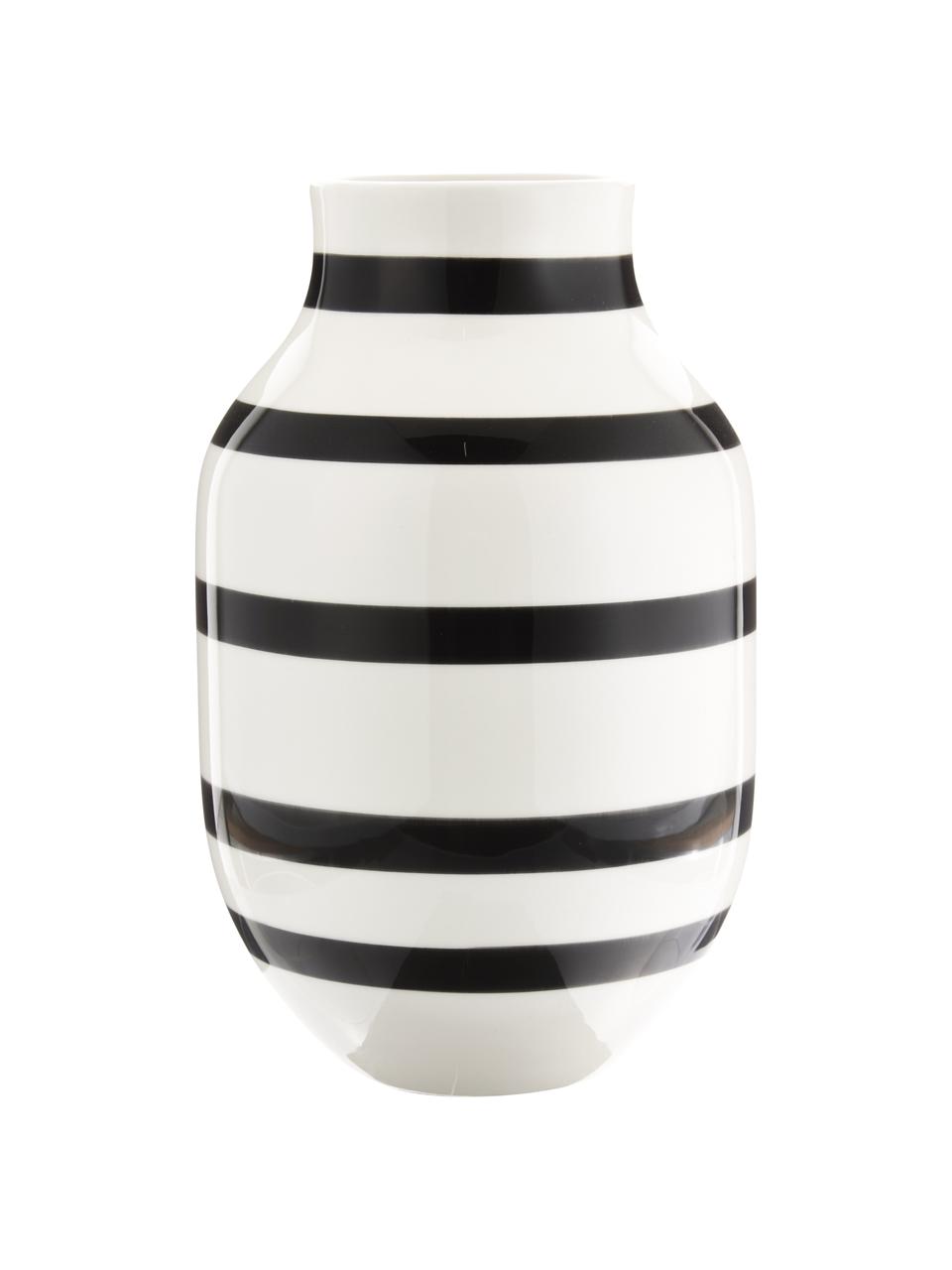 Grand vase en céramique fait main Omaggio, Céramique, Blanc, noir, Ø 20 x haut. 31 cm