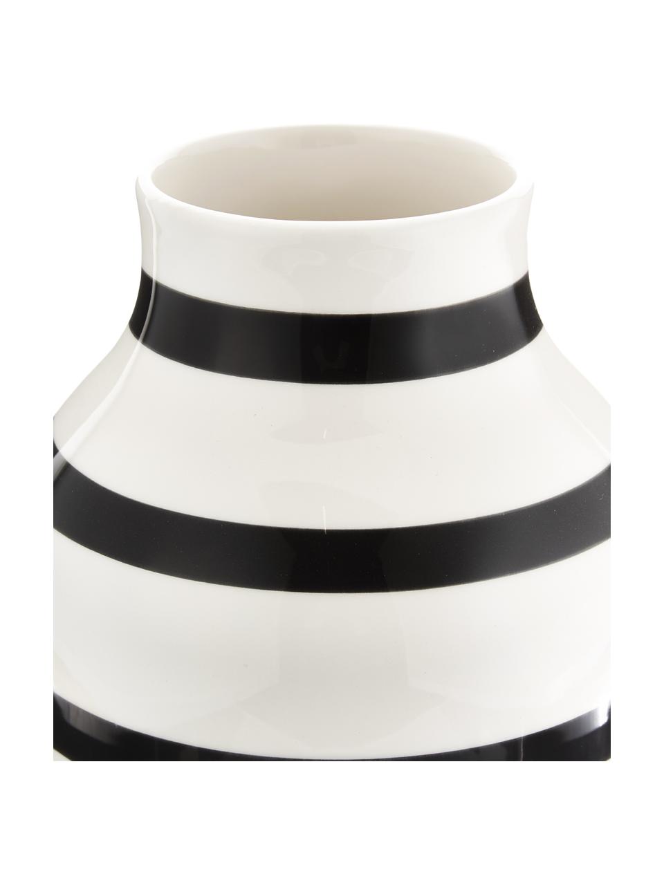Grand vase en céramique fait main Omaggio, Céramique, Blanc, noir, Ø 20 x haut. 31 cm
