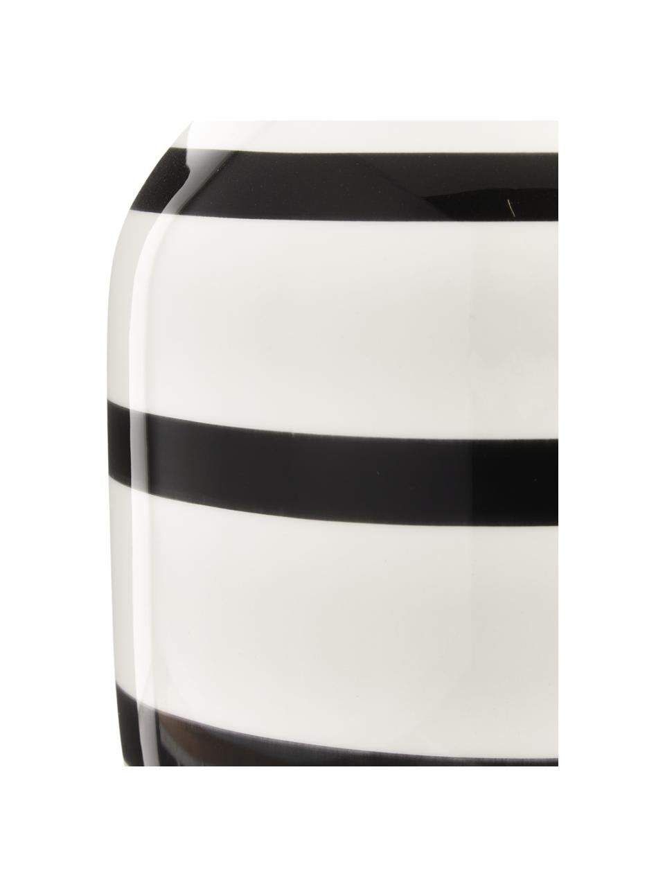 Große handgefertigte Keramik-Vase Omaggio, Keramik, Weiß, Schwarz, Ø 20 x H 31 cm