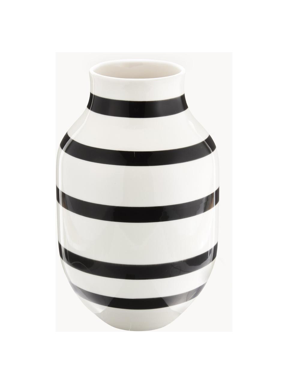 Große handgefertigte Keramik-Vase Omaggio, H 31 cm, Keramik, Schwarz, Weiß, Ø 20 x H 31 cm