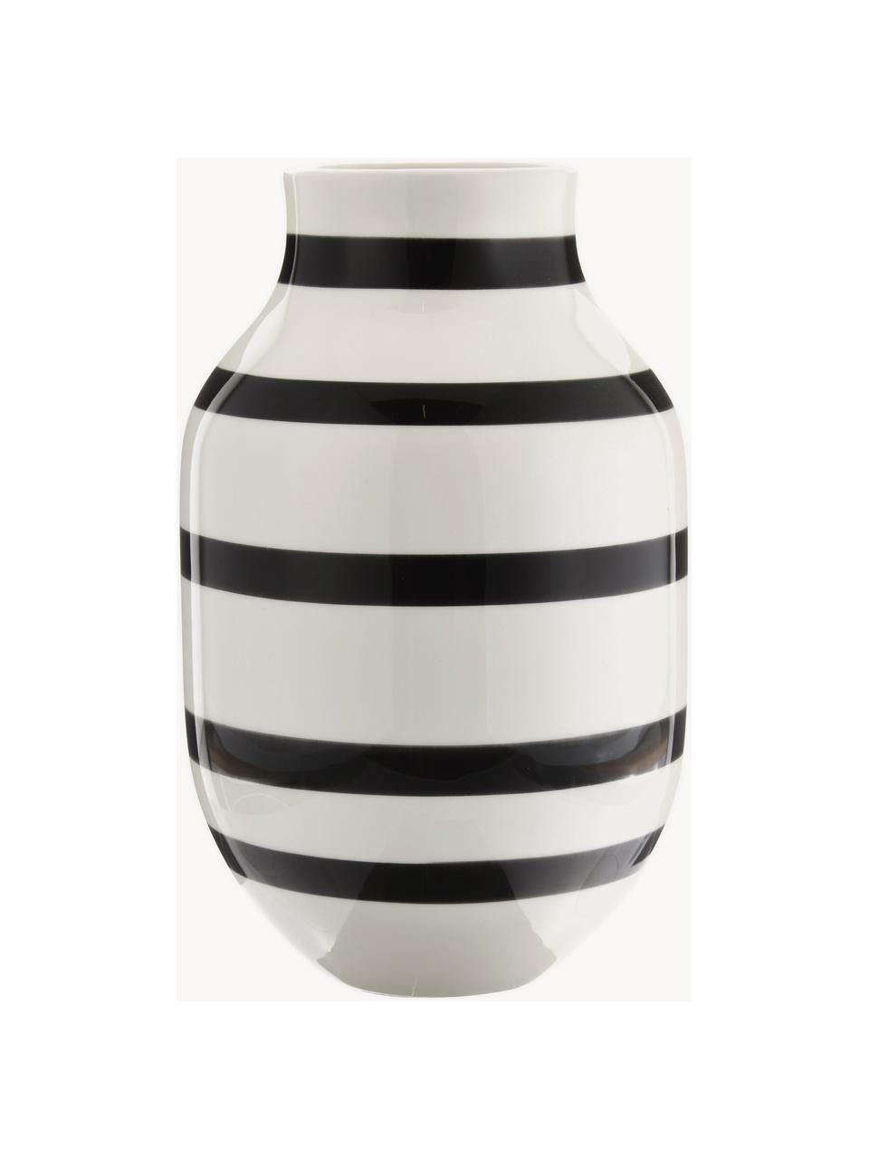 Grand vase artisanal en céramique Omaggio, haut. 31 cm, Céramique, Blanc, noir, Ø 20 x haut. 31 cm