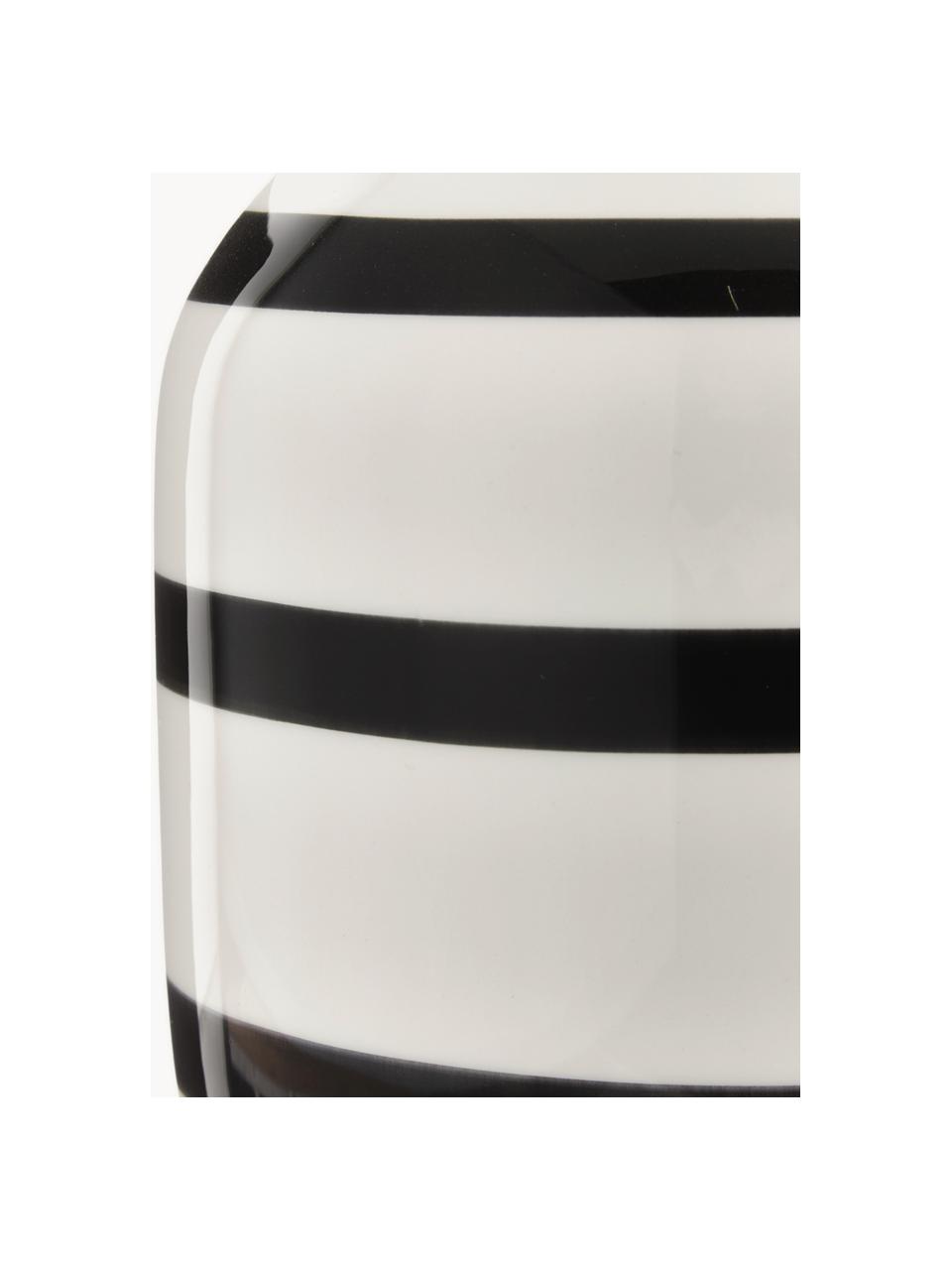 Grand vase artisanal en céramique Omaggio, haut. 31 cm, Céramique, Blanc, noir, Ø 20 x haut. 31 cm