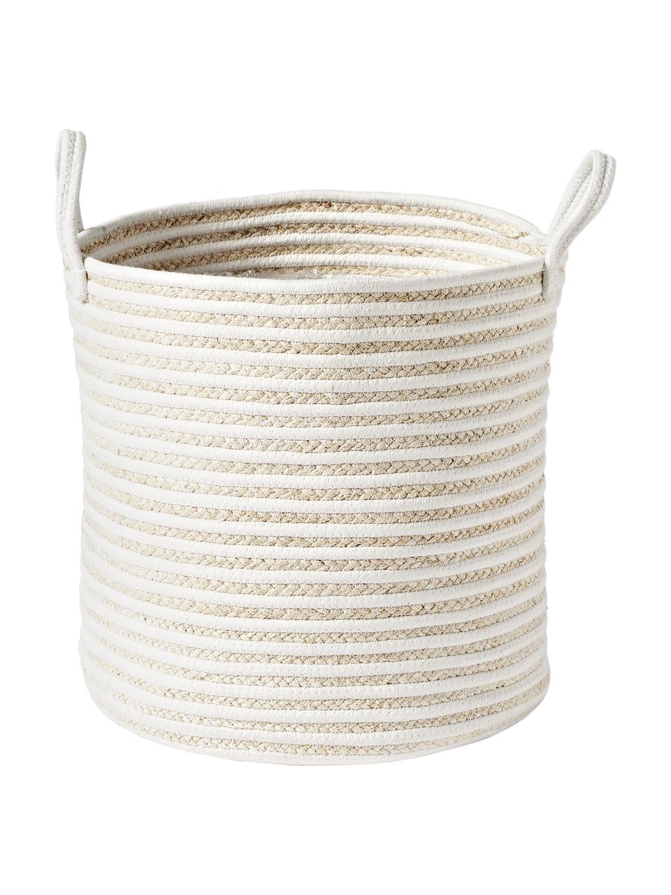 Sada skladovacích košů Lydia, 2 díly, 65 % polyester, 35 % bavlna, Bílá, béžová, Sada s různými velikostmi