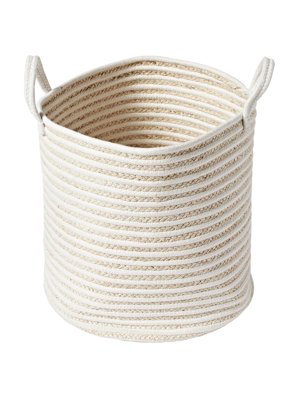 Aufbewahrungskörbe Lydia, 2er-Set, 65 % Polyester, 35 % Baumwolle, Weiß, Beige, Set mit verschiedenen Größen