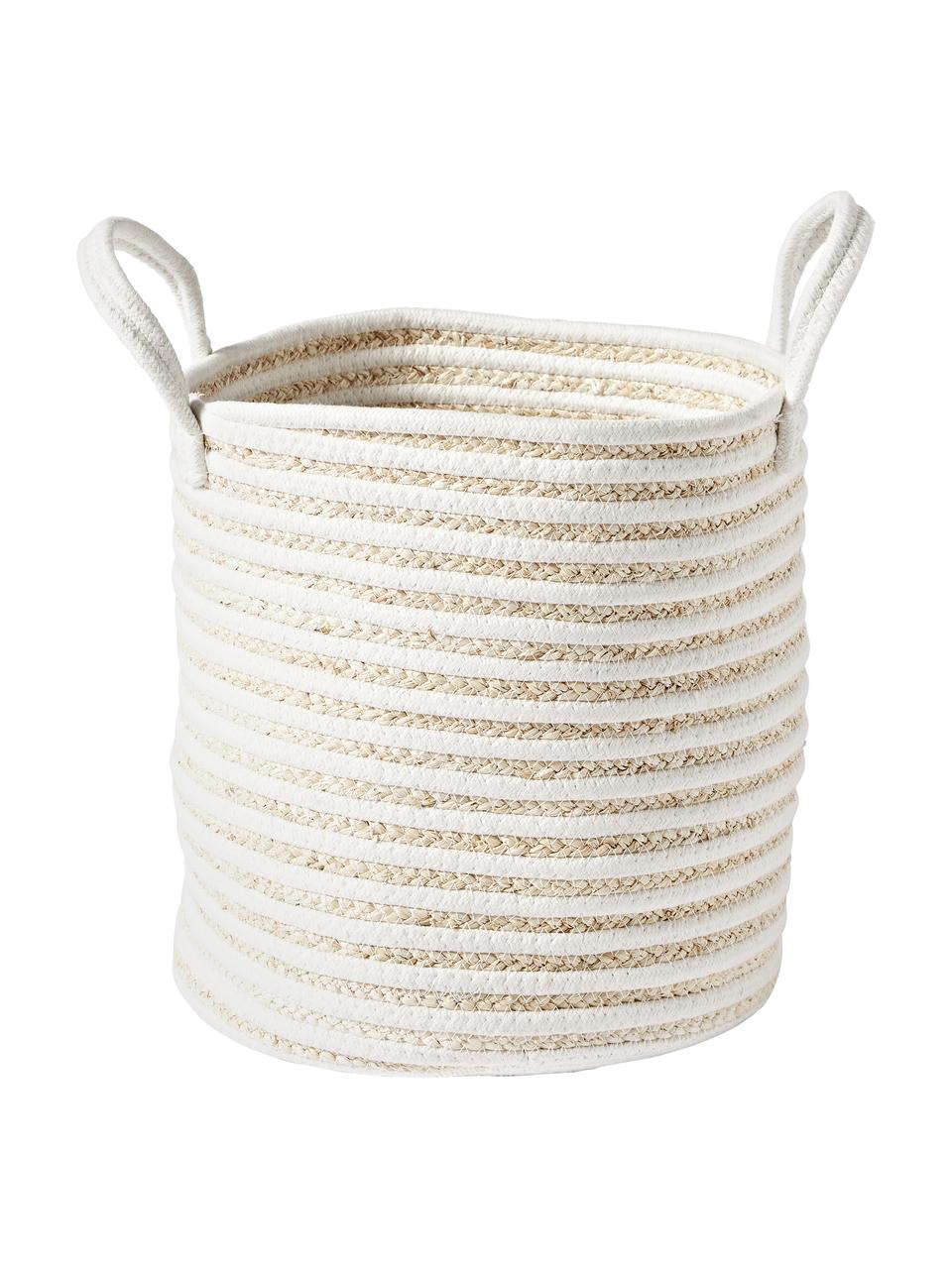 Aufbewahrungskörbe Lydia, 2er-Set, 65 % Polyester, 35 % Baumwolle, Weiß, Beige, Set mit verschiedenen Größen