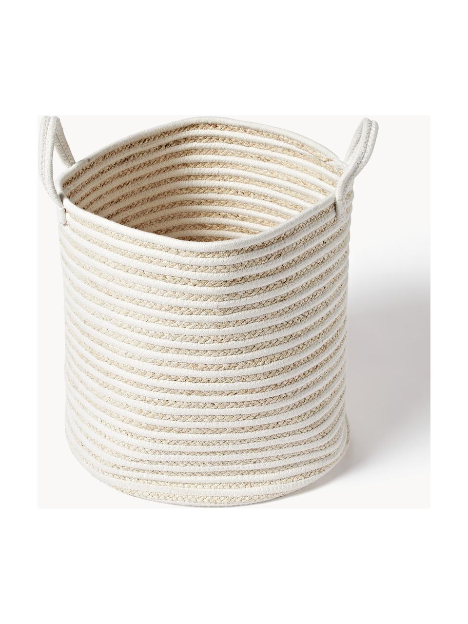 Paniers de rangement Lydia, lot de 2, 65 % polyester, 35 % coton, Blanc, beige, Lot de différentes tailles