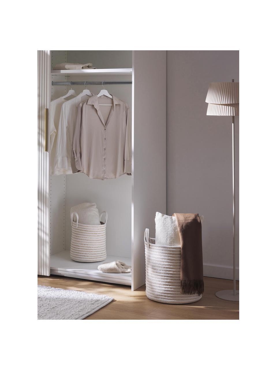 Paniers de rangement Lydia, lot de 2, 65 % polyester, 35 % coton, Blanc, beige, Lot de différentes tailles