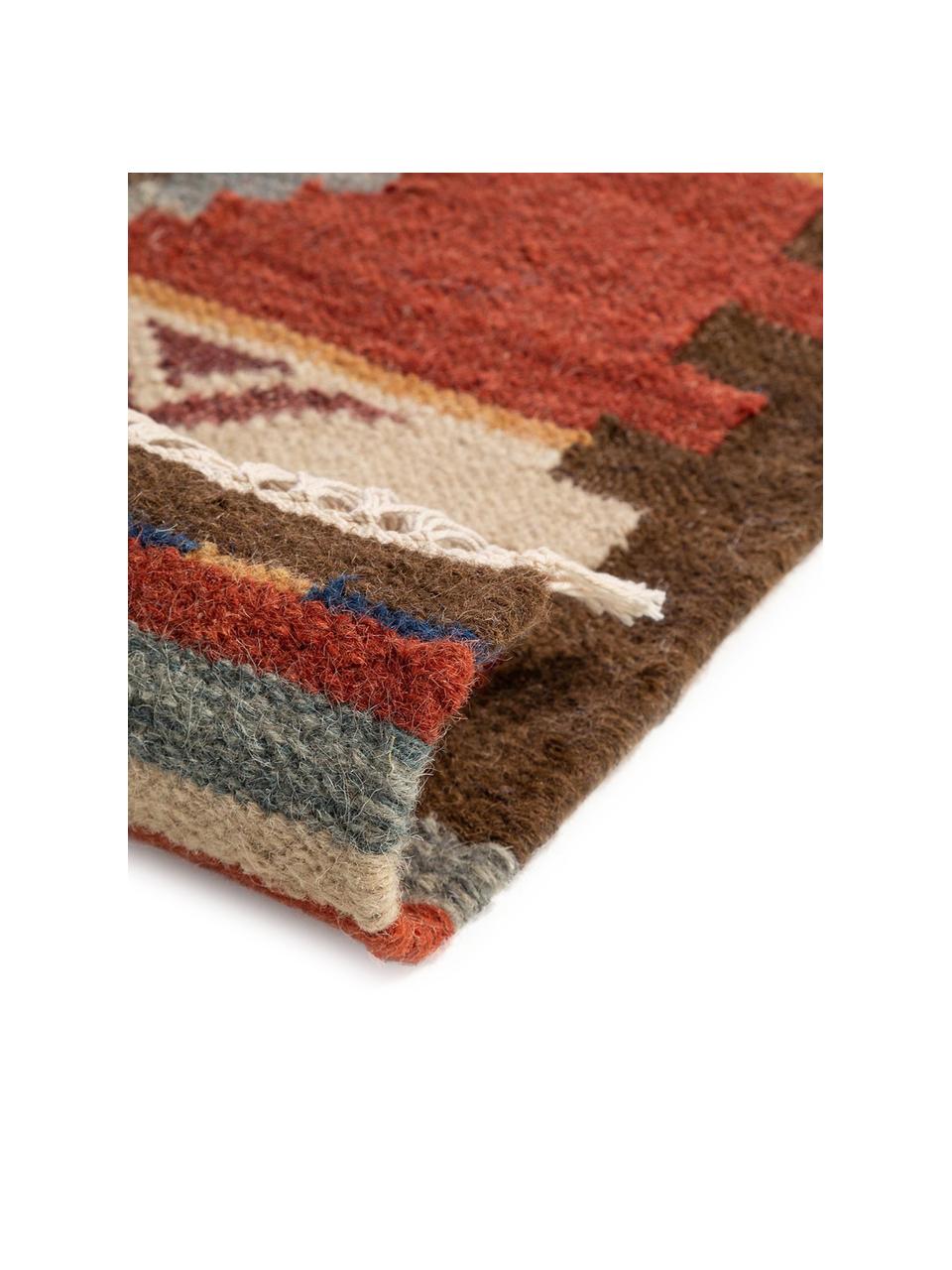 Tappeto kilim in lana tessuto a mano Zohra, Retro: 100% lana Nel caso dei ta, Tonalità rosse, Larg. 120 x Lung. 170 cm (taglia S)