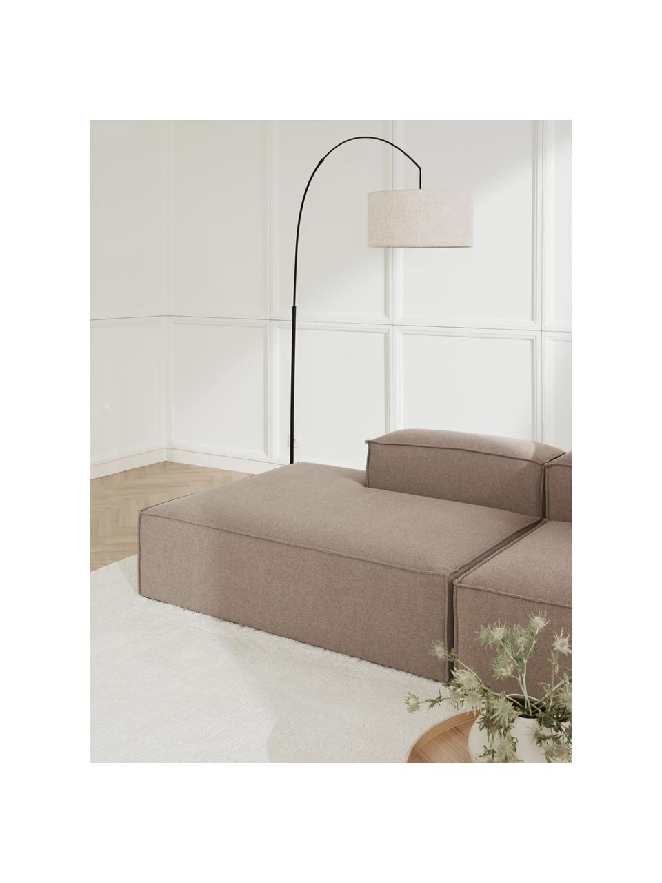 Chaise longue componibile Lennon, Rivestimento: 100% poliestere Con 115.0, Struttura: legno di pino massiccio, , Piedini: plastica, Tessuto taupe, Larg. 269 x Prof. 119 cm, schienale a destra
