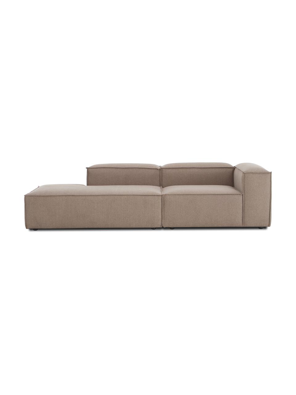 Szezlong modułowy Lennon, Tapicerka: 100% poliester Dzięki tka, Stelaż: lite drewno sosnowe z cer, Nogi: tworzywo sztuczne, Brązowa tkanina, S 269 x G 119 cm, oparcie prawostronne