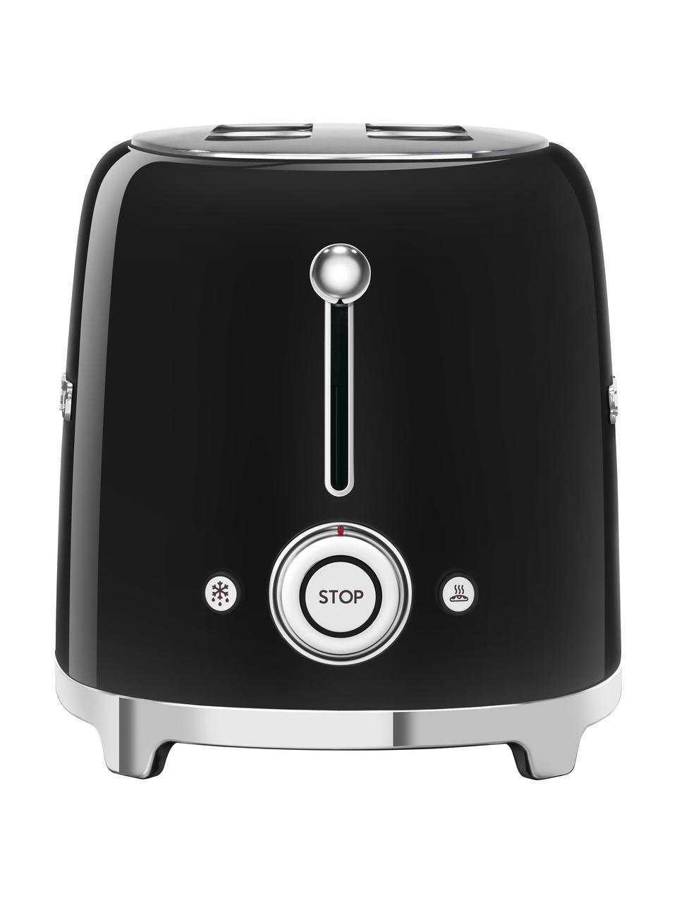 Kompakt Toaster 50's Style, Edelstahl, lackiert, Schwarz, glänzend, B 31 x H 20 cm