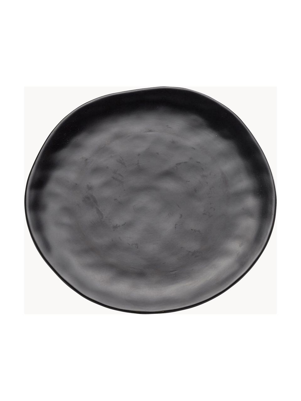 Platos llanos Organic, 4 uds., Cerámica de gres, Negro, Ø 26 cm