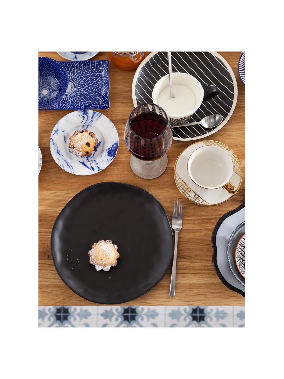 Assiettes plates Organic, 4 pièces, Grès cérame, Noir, Ø 26 cm