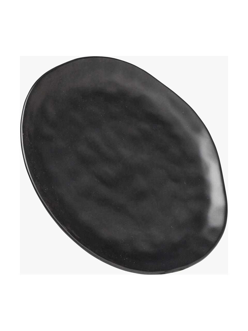 Assiettes plates Organic, 4 pièces, Grès cérame, Noir, Ø 26 cm